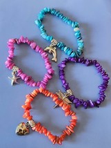 Pretty Colorful Shell Stretch Bracelets with Accent Dangles - £3.60 GBP