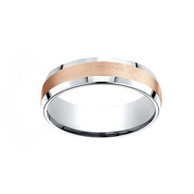 Komfortable Passform Satin Ausführung Schrägkante Herren Band Ring Zwei Ton Gold - £118.31 GBP