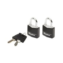 Master Lock 9120EURTBLK 20mm Black Covered Aluminium Padlocks Twin Pack Keyed Al - £14.20 GBP