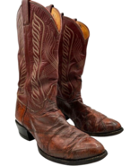 Tony Lama Black Label men&#39;s 8112 Brown Burgundy EEL Boots 12D cowboy USA - $98.24