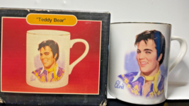 1985 Elvis Presley &quot;The Elvis Collection&quot; Porcelain Teddy Bear Mug W/ Gold Trim - £13.96 GBP