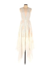 NWT BCBG MaxAzria Andi in Off White Nude Lace Handkerchief Hem Sheer Dress 6 - £143.43 GBP