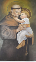 Saint St Anthony of Padua with Baby Jesus Acrylic Painted on Metal Catholic - £15.65 GBP
