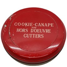 Vtg 11 Mini Metal Cookie Canape Hors D&#39;oeuver Cutters in Orginial Tin Collection - £11.01 GBP