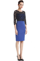 Unomatch Women&#39;s Lace Decorated Top Bodycon Dress Blue - £19.61 GBP