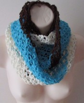 Multicolor Infinity Scarf Handmade Crochet Knit Neckwarmer Lariat - £17.40 GBP