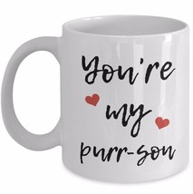 Cats Coffee Cup You&#39;re My Purrson Person Cat Mom Dad Hearts Christmas Cute Mug - £15.24 GBP