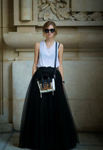 Black Maxi Tulle Skirt Outfit Women's Full Length Plus Size Tutu Skirt
