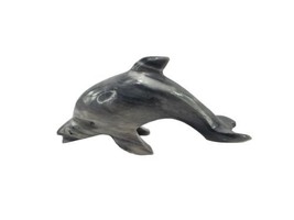 Carved Polished Stone Marble Dolphin Figure Statue Grey Stone - $17.37