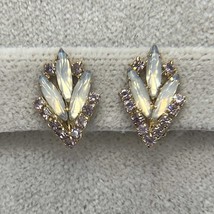 Vintage JULIANA D&amp;E Pink Clip On Earrings Rhinestones Aurora Borealis Na... - $551.19 MXN