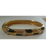 Swarovski Swan logo Crystal &amp; Black Enamel Bangle Bracelet - $89.27 CAD