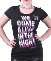 Bench GB Mujer Negro Nocturno Brilla en la Oscuridad Come Vivo Noche T-Shirt Nwt - £14.77 GBP
