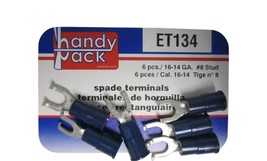 Handy Pack  ET134 ET 134 16-14 Gauge #8 Stud Spade Terminals Brand New! - $14.06