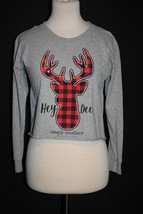 Simply Southern Shirt Women Gray Red &quot;Hey Deer&quot; Long Sleeve Women&#39;s Sz Small S - £11.84 GBP