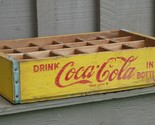 Wooden Yellow Coca Cola Coke Soda Pop Bottle Crate Carrier Case 24 Slot Box - £59.49 GBP