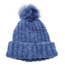 Winter Beanie Hat Super Soft Loose Fitting Blue with Pom Pom Polyester - £6.32 GBP