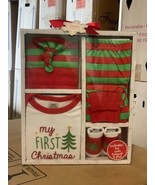 My First Christmas 4 Piece Holiday Set: Hat, Socks, Pants &amp; Bodysuit 0-6... - £39.51 GBP