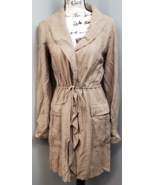 BCBGMAXAZRIA Dress Womens Small Taupe Long Sleeve Pockets Open Front Tie... - $22.98