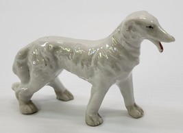 *B4) Vintage Iridescent Borzoi Russian Wolfhound Porcelain Dog Figurine ... - $19.79