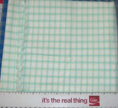 Green Yellow Plaid On White Cotton Quilting Fabric 59&quot; Wide X 39&quot; Long - £5.56 GBP