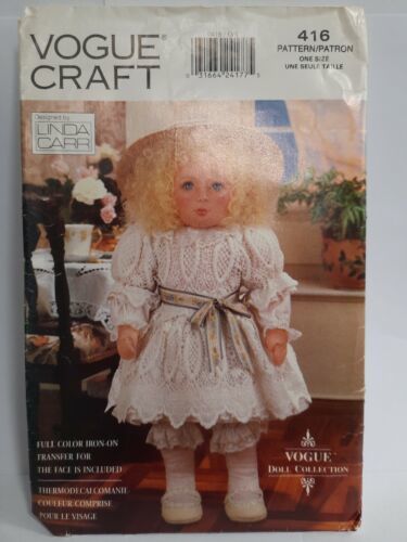 1991 Vogue Craft 416 Linda Carr ~ 19" Doll and Victorian Style Dress w/ Transfer - $14.80