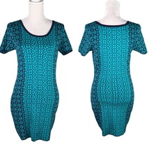 Romeo + Juliet Couture Sweater Dress M Teal Navy SS Geometric Print - £27.49 GBP