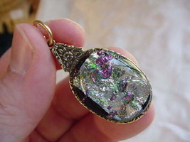(#DB-609) Dichroic Glass Pendant Jewelry Silver Purple Green Wow - £15.42 GBP