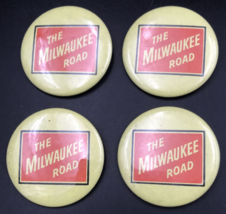 Lot of Four (4) The Milwaukee Road Railroad MILW Yellow Round Pin 2.25&quot; Diameter - £14.81 GBP