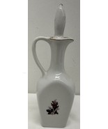 VTG MOSS ROSE PORCELAIN PITCHER/VASE GOLD RIM 6&quot; W/ Stopper - €17,07 EUR