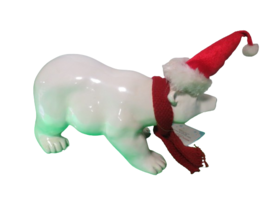 Martha Stewart Christmas 8&quot; White Polar Bear Figurine W/Red Santa Hat New W/Tag - £18.99 GBP
