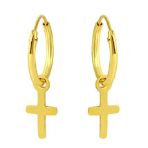 Essential Cross Gold-Plated Sterling Silver Mini Hoop Earrings - $10.39