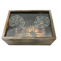 Halloween Handmade Shadow Box 7.5 x 5.5 x 3 in Brown Black Spiders - £15.03 GBP