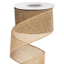 Burlap Wired Ribbon,2-1/2 Inch X 10 Yard,Natural,Solid Wired Edge Ribbon... - £15.66 GBP