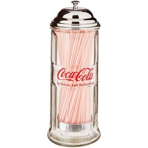 Tablecraft Coca-Cola Glass Straw Dispenser with Metal Lid, Small - £42.21 GBP