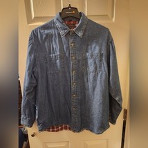 Wrangler mens size large button down denim jean shirt - $19.79