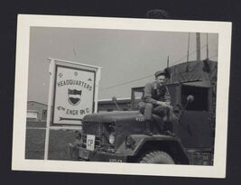 SNAPSHOT from ALBUM * 1954 SIGN Military base Headquarters 4th Engr. BN ... - $7.95