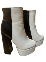 Women’s Size 9.5 Wet Kiss Platform Ankle Boots Black White Zip Up. 5.5” Heel - £29.62 GBP
