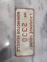 Vintage 1976 Lagrange County Indiana Non Motor Vehicle License Plate # 2330 - £15.82 GBP