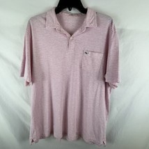 Vineyard Vines Pima Cotton Polo Shirt Men&#39;s M Medium Pink Striped Short Sleeve - £14.78 GBP