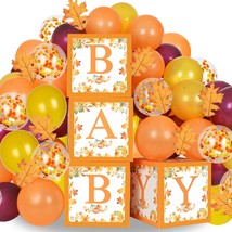 Fall Theme Balloon Boxes Decorations, Fall Pumpkin Balloons Boxes With Artificia - £28.76 GBP