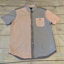 Ralph Lauren Mens Size XL Slim Fit Seersucker Colorblock Button Down Shirt - $24.49