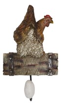 Rustic Country Farm Barn Chicken Hen Perched On Wood Plank Laying Egg Wall Hook - £15.97 GBP