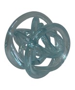 Hand Blown Art Glass Infinity Rope Sculpture Lite Blue Iridescent Twiste... - $27.44 CAD