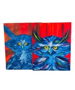 Blue Owl 2 Abstract Art Paintings Un-Framed Stretched Canvas 16&quot; x 20&quot; x... - $28.05