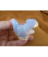 Y-SQU-718) little white albino SQUIRREL gemstone carving figurine love s... - $24.99