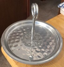 Vintage Hammered Aluminum Raised Dish w/ Handle - £5.75 GBP