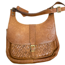 ANONIMO FLORENTINO VERA PELLE BRITISH tan leather crossbody shoulder bag... - $74.99
