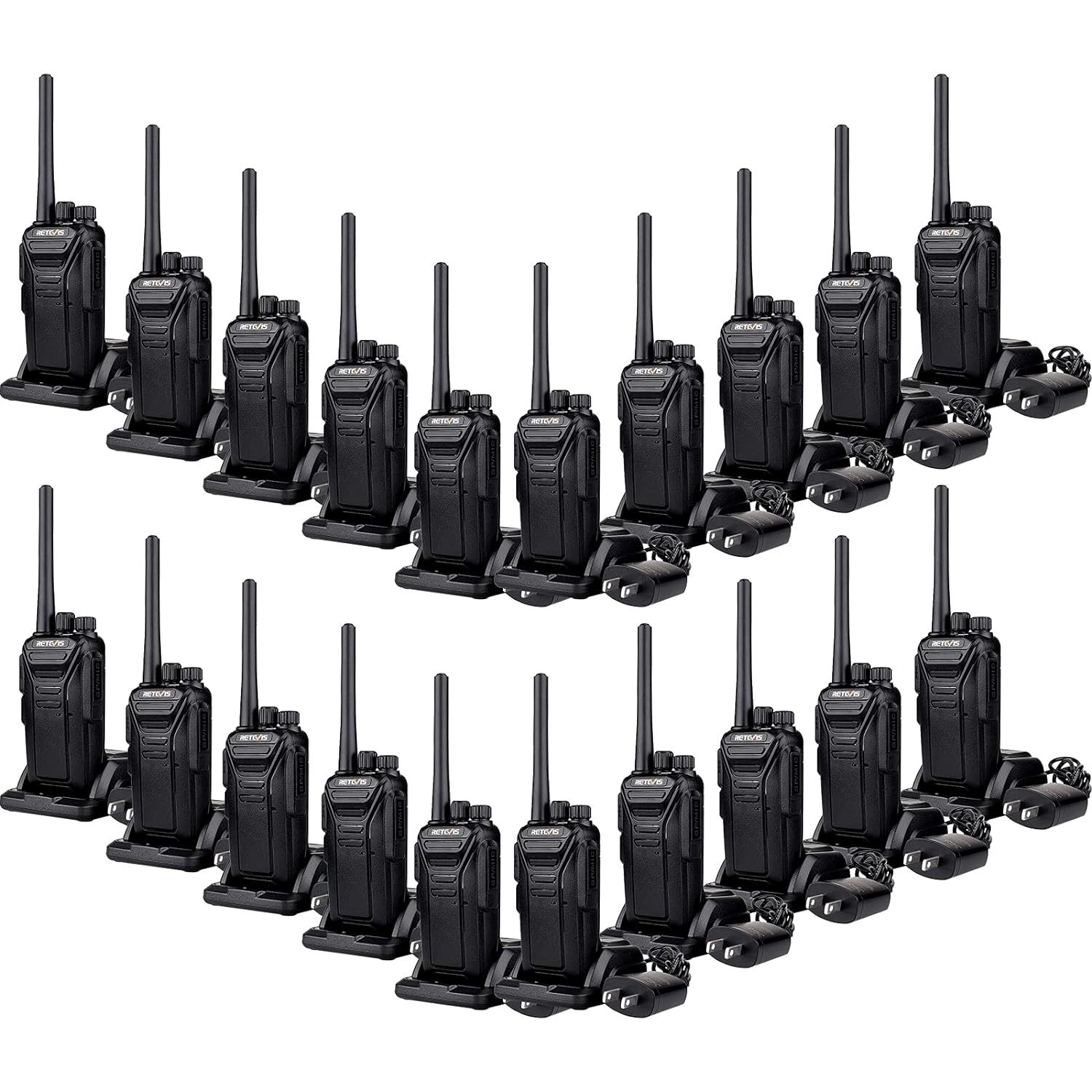 Retevis RT21 Updated 3000mAh Rechargeable Two Way Radio Portable Vox Adult Walkie Talkies with Earpiece and Mic Set(10 Pack) - 2