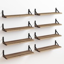 Fixwal Floating Shelves Wall Shelves Width 4.7In Rustic Wood, Carbonized Black - £31.36 GBP