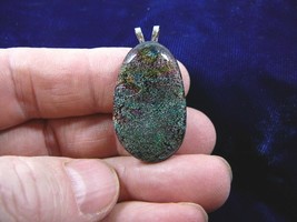 (#DL-848) Dichroic Fused Glass Pendant Teal Blue Green Pink Egg Shimmer Jewelry - £27.63 GBP
